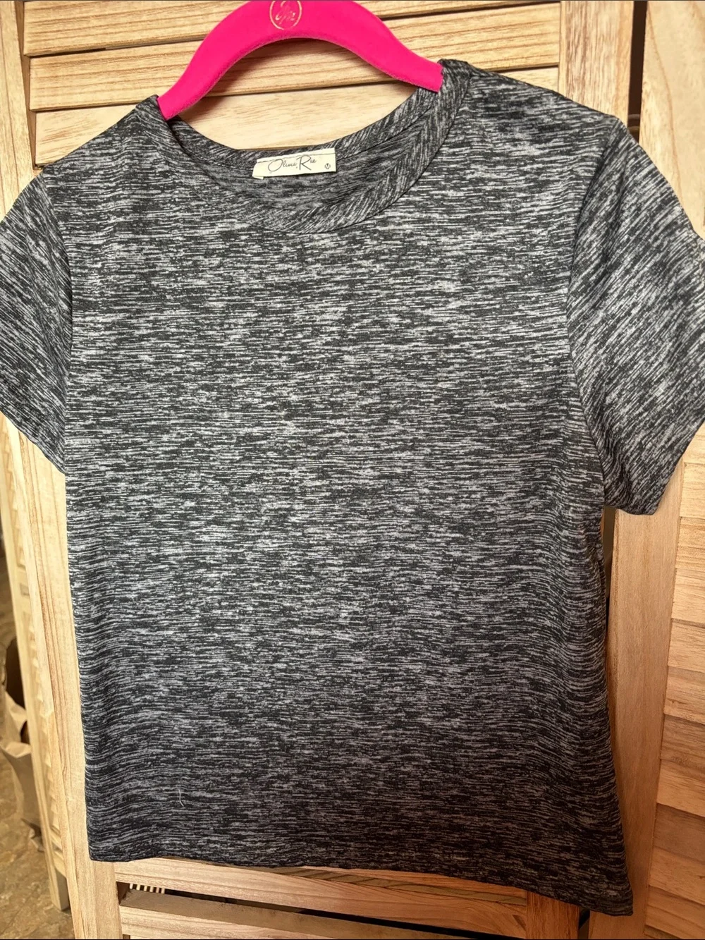 Olivia Rae Girls Heathered Short Sleeve Crew Tee Medium